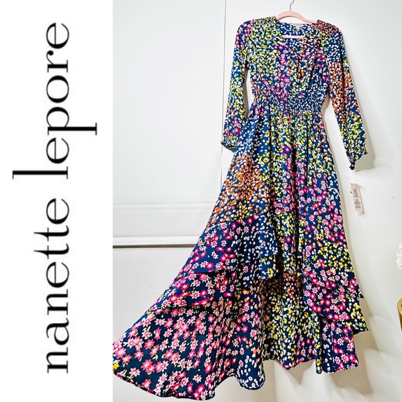 Nanette Lepore Dresses & Skirts - New Nanette Lepord Blue Floral Midi Dress Size 4